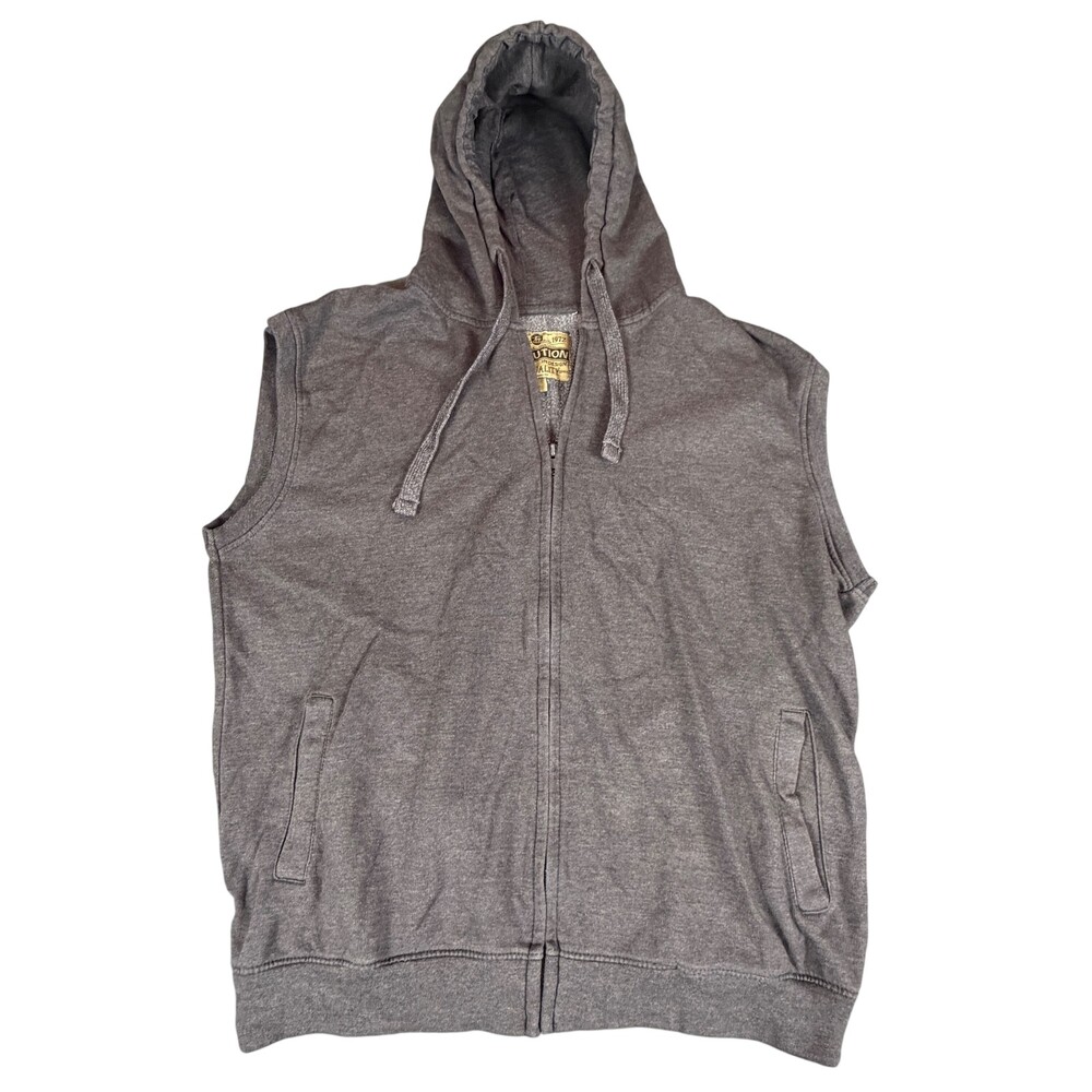 Evolution in Design Hoodie Mens XL Gray Zip Front Fleece Pockets Sleeveless